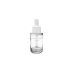30ml round clear glass skincare serum bottle